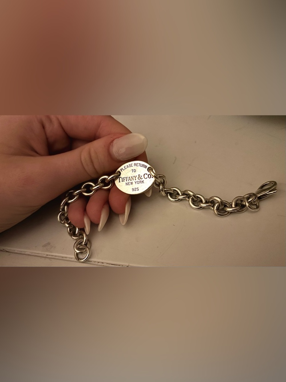 Tiffany & Co. Silver Oval Tag Link Bracelet
